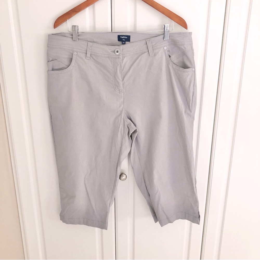 Reitman’s 16+ Light Grey Capri Pedal Pusher Summer Crop Pants Stretch Comfort